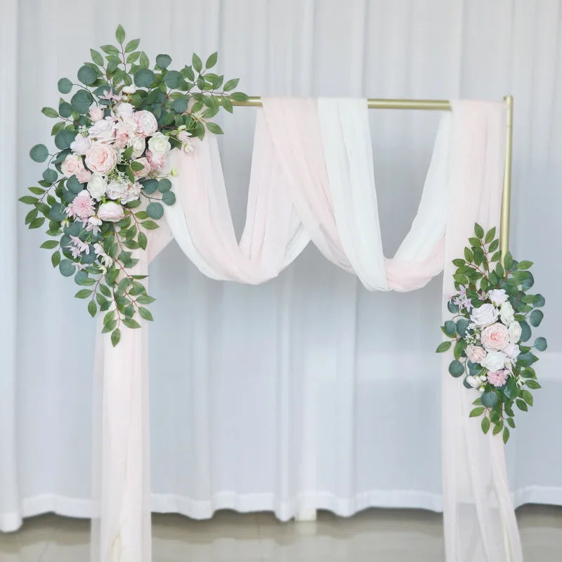 YeeNanee Deluxe Wedding Arch Flowers White Red Artificial Floral Swags for Country Wedding Ceremony Arbor Backdrop Decoration