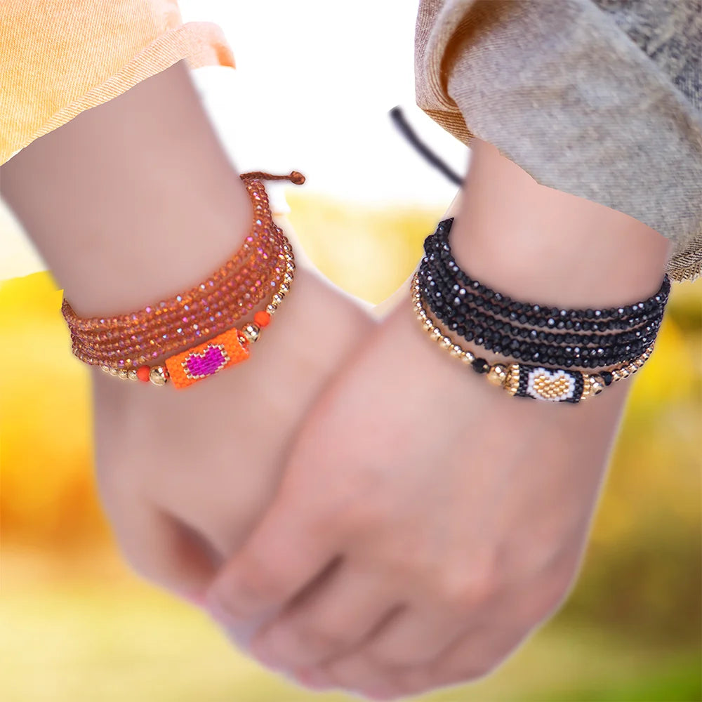 Hemasa Miyuki Bead Bracelet Boho Style Woven Adjustable Thread  For Women Jewelry Heart Ladies Accessory Birthday Gifts Party 2023 New