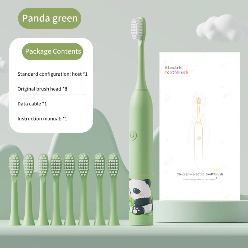 Kid's Electric Toothbrush With Replacement Heads Color Cartoon Soft Hair Cleaning Children Brush Rechargeable Sonic Toothbrush