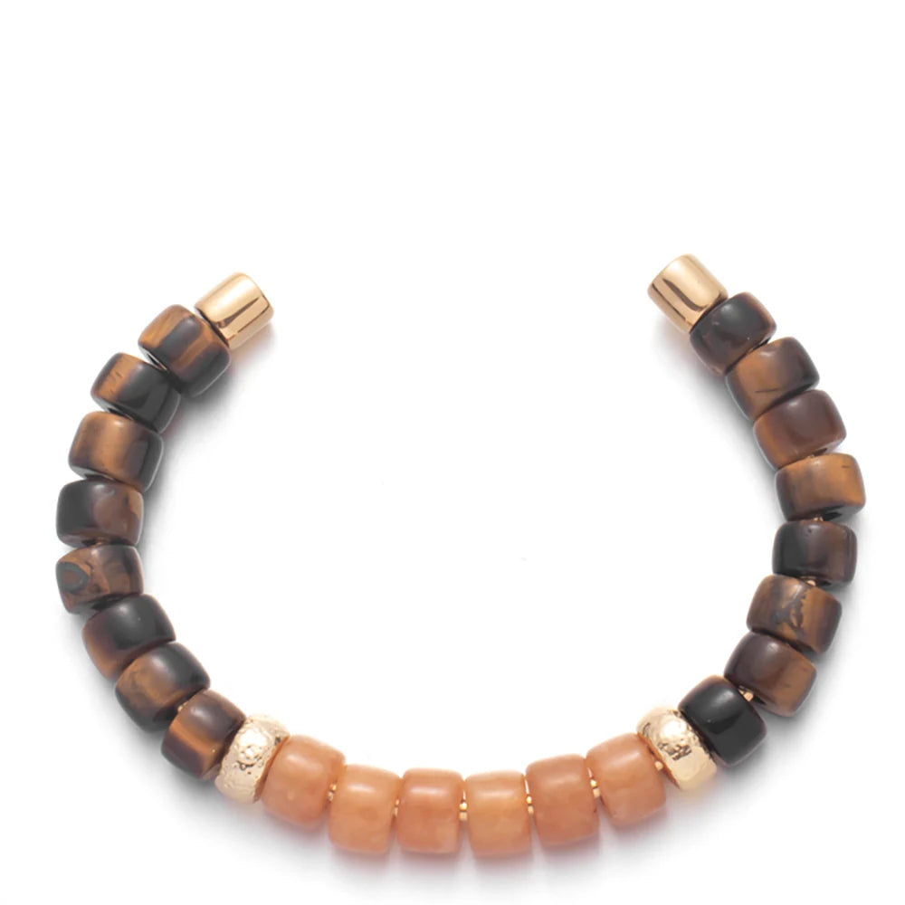Tejesa Colorful  Natural Stone Cuff Bangle Bracelets For Women
