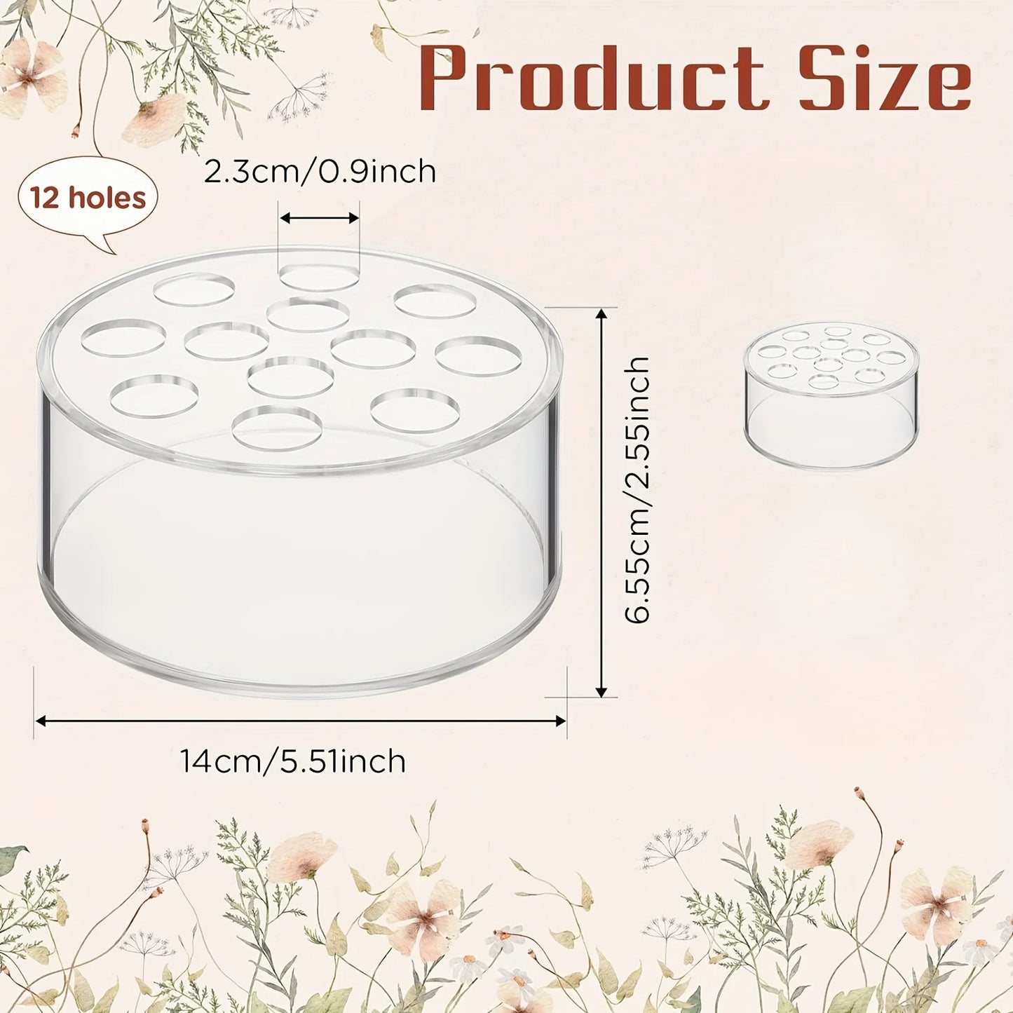 Tejesa Transparent Acrylic Vase Circular Living Room Creative Porous Flower Arrangement Container Decorative Vase 12 Holes