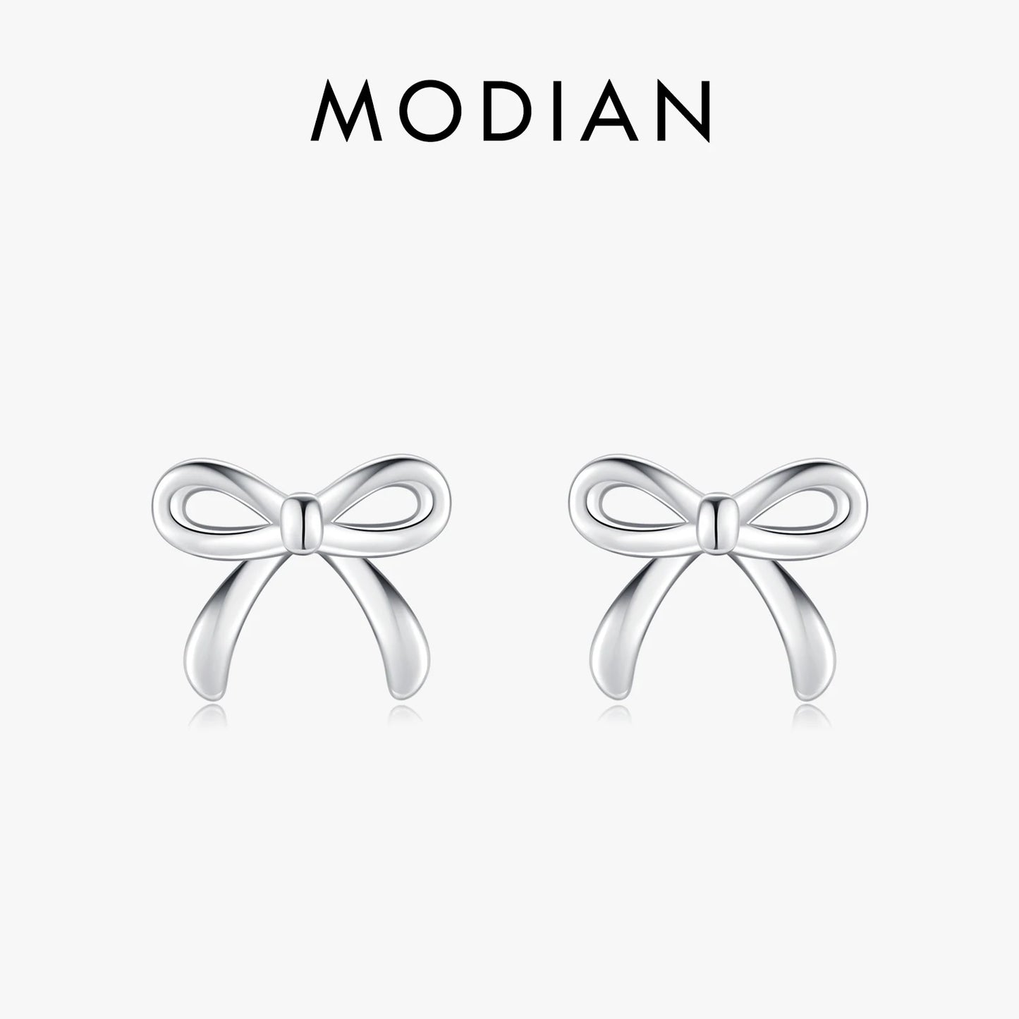 MODIAN Bowknot Earrings For Women 925 Sterling Silver Cute Simple Exquisite Hypoallergenic Stud Earrings For Women Fine Jewelry