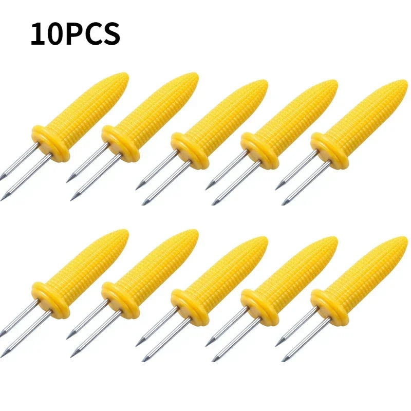 Tejesa 10pcs Fork Corn Skewer Stainless Steel Corn Holders Corn On The Cob Skewers Fruit Forks Outdoor Camping Cooking Barbecue Tool