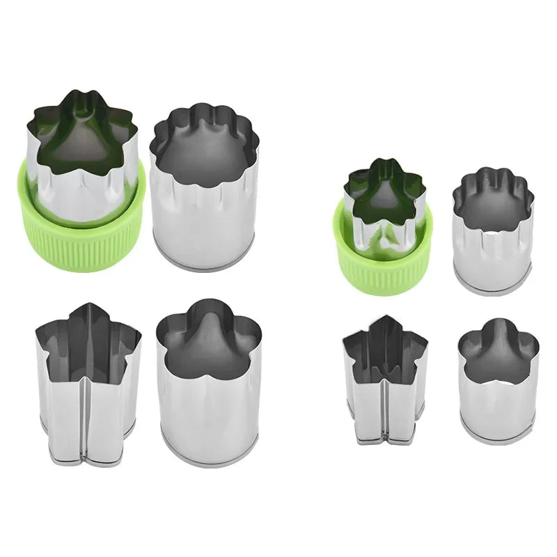 Tejesa 8Pcs/set Vegetables Cutter Set /Plastic Handle Mini Pie Cookie Cutters/ Fruit Pastry Stamps/ Stainless Steel Fruit Cutting Tools