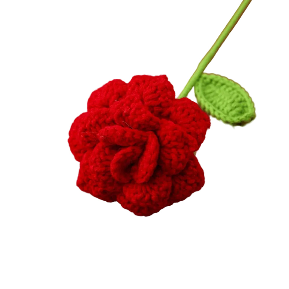 Hemasa 5Pcs Rose Knitted Crochet  Flowers /Wedding Bouquet Flower /Knitted Bouquet Home Party Decor  Friends Gift