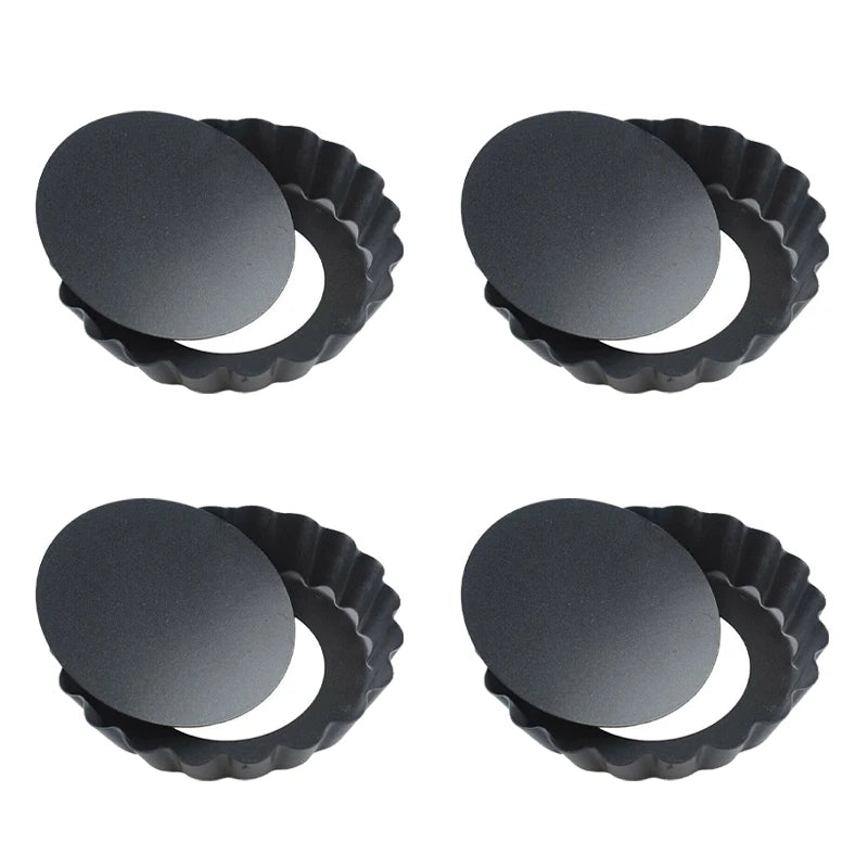 Tejesa 10cm Mini Pie Muffin Cupcake Pans Non-Stick Tart Quiche Flan Pan Molds Pie Pizza Cake Mold Removable Loose Bottom Round Bakeware