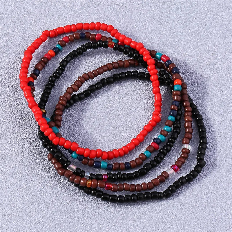 Bohemia Multilayer Colorful Beaded Bracelets Set For Women Heart Shell Flower Butterfly Charms Bracelet Summer Jewelry Gifts
