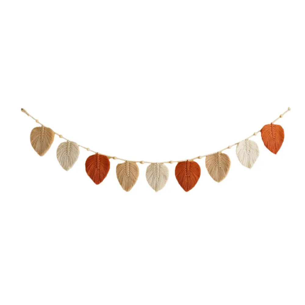 Hemasa Hand Woven Leaves Flags Tapestries Photo Props Ins Colorful Children's Room Background Wall Decorations Birthday Party Banner
