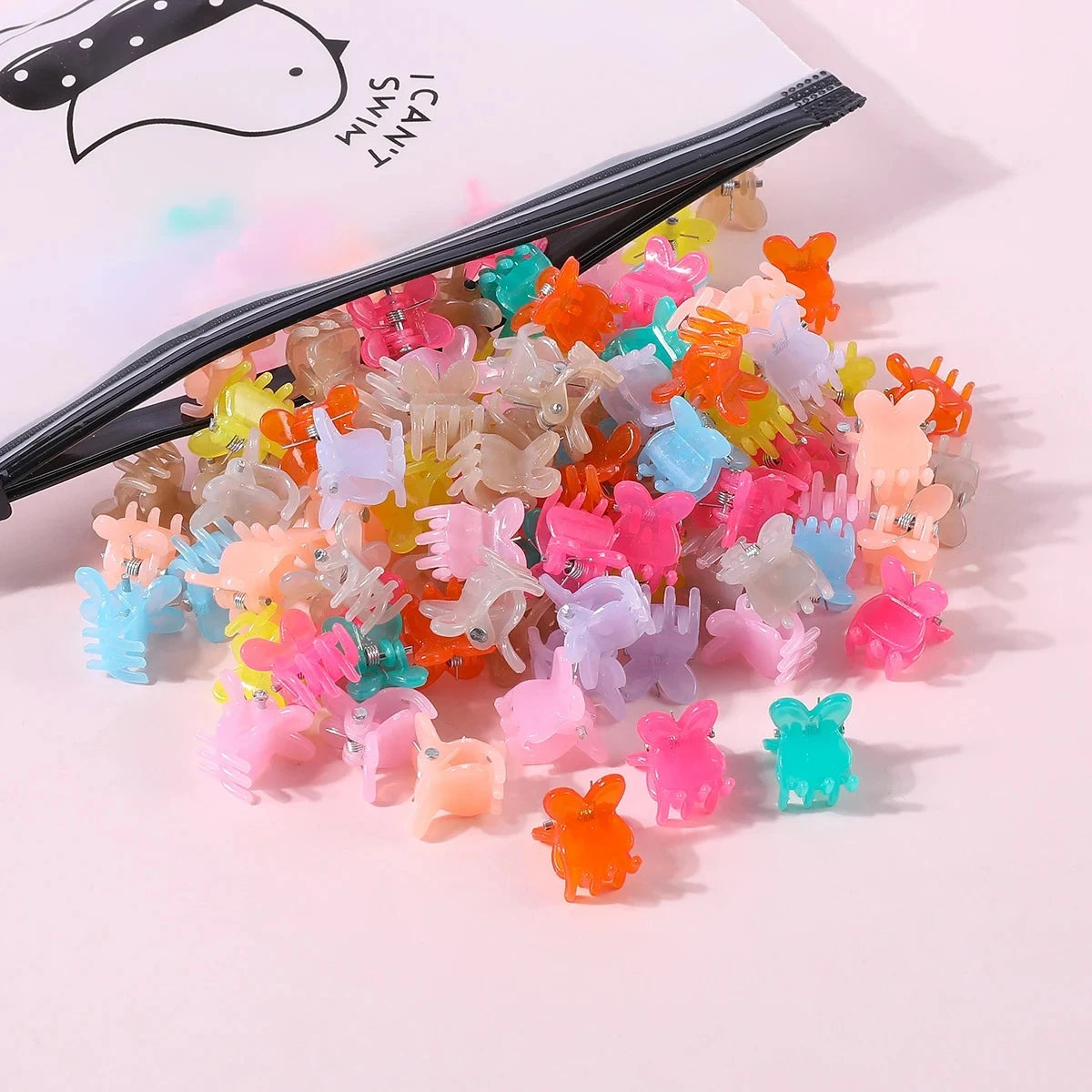 50pcs Girls Small Hair Claw Clips Colorful Plastic Clips Hairpin Flower Heart Mini Multi-Shape Hair Claw Kids Hair Accessories