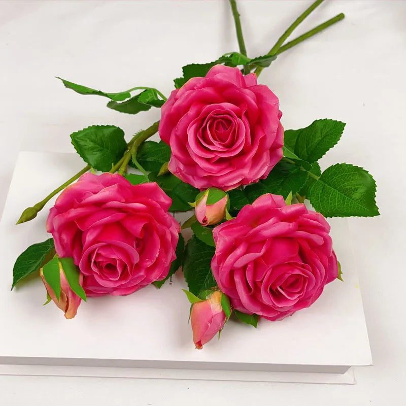 5Pcs Moisturizing Rose Artificial Flowers Marriage Wedding Decor Bridal Bouquet Fake Roses Home Decoration Party Table Floral