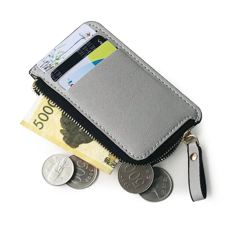 Fashion Slim Men's Leather Small Wallet Credit Card Holder Wallet For Men Small Cash Zipper Coin Purse Men Leather Wallet