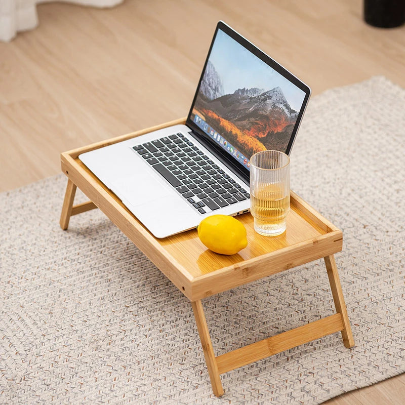 Hemasa Bed Tray Table Folding Legs Portable Breakfast Tray for Sofa Eating, Drawing, Platters Bamboo Serving Lap Desk Snack Tray