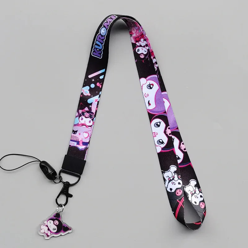 Anime Hellokitty Phone Lanyard Cartoon Flat Woven Strap Kawaii Kuromi My Melody Cospaly Kids Toys Birthday Gifts