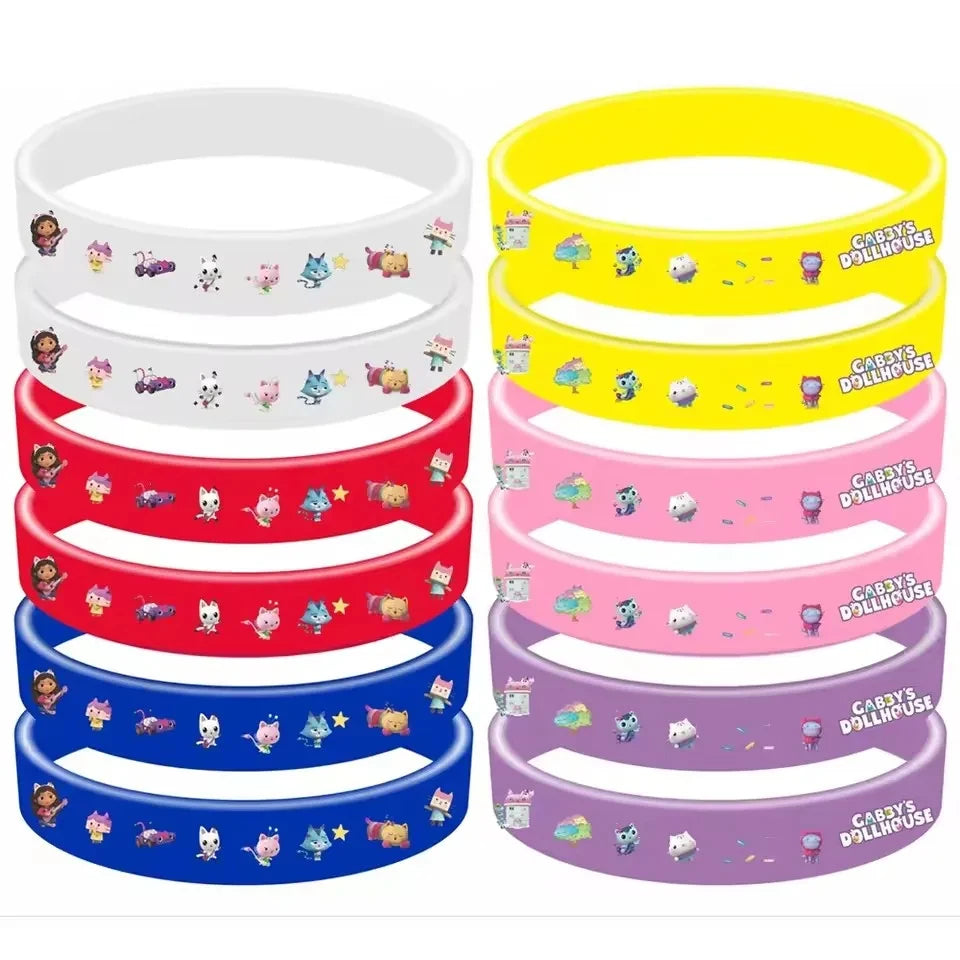 Gabby Dollhouse Cats Birthday Party Gifts Keychain Stickers Snap Bracelet Reusable Straws Gift Bags Carnival Gabby Party Favors