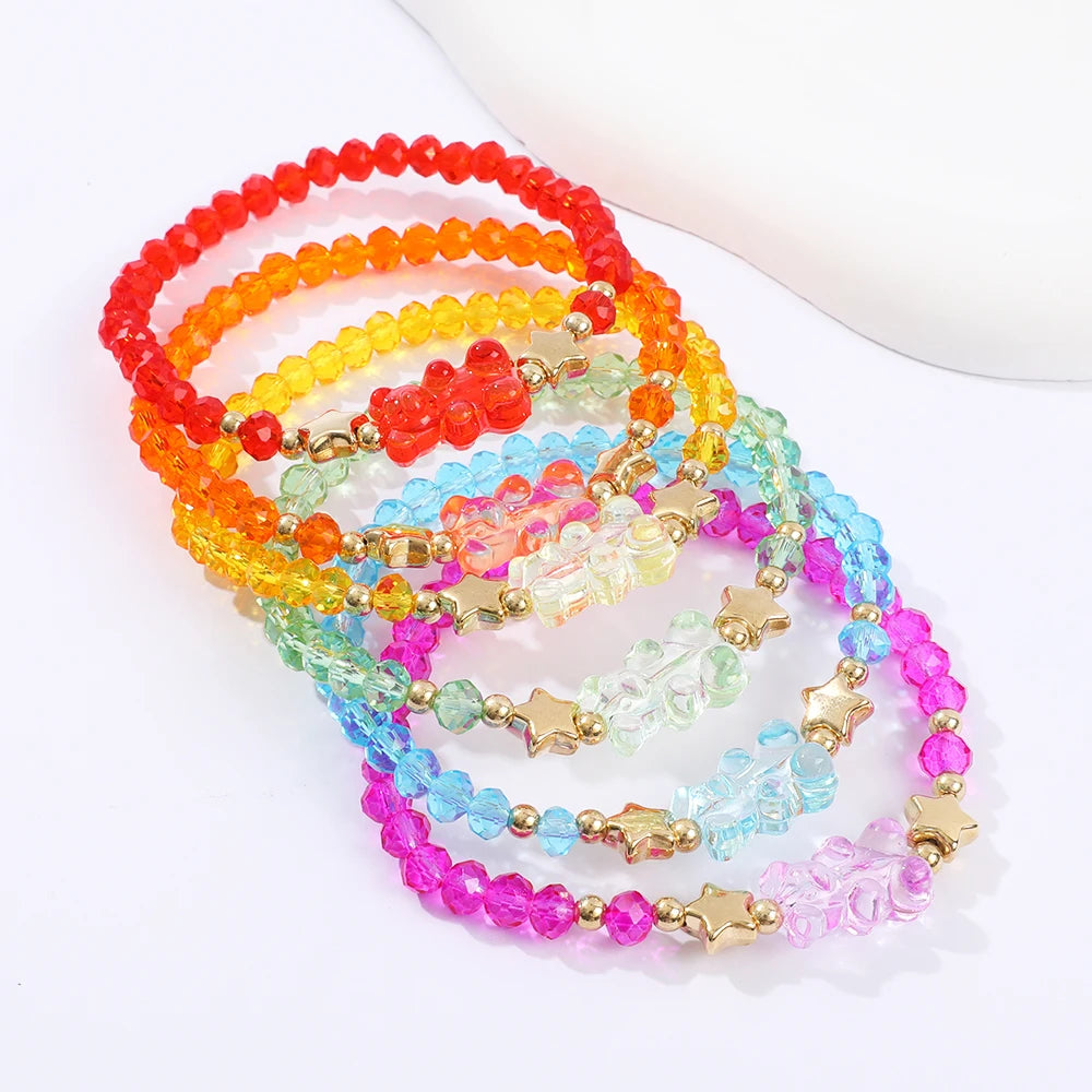Makersland 6Pcs/set Bear Bracelet for Women Fashion Jewelry for Ladies Girls Gifts Bohemia Multi Layer Beads Bracelet Women