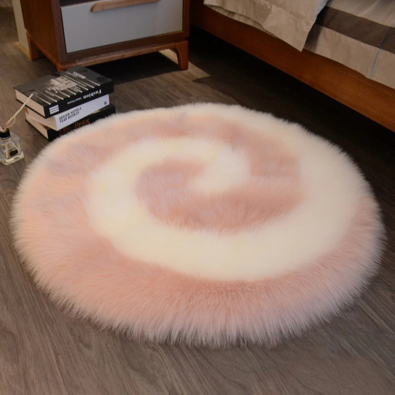 Soft Fluffy Faux Fur Rug Washable Mat Living Room Bedside Shaggy Fur Rugs Small Round Carpets Bedroom Floor Cushion Mats