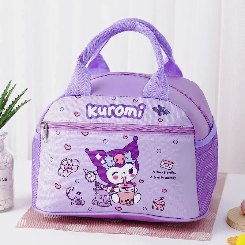 Hello Kitty & Kuromi Insulated Lunch Bag, Cinnamoroll Widened Aluminum Foil Material Bento Bag, Waterproof Oxford Fabric