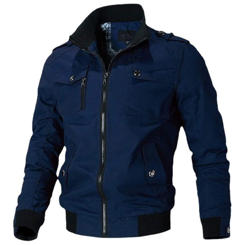 Hemasa Men's Jacket Casual Fashion Outer Jacket Men's Jacket / Stand Up Slim Military Bomber Jacket for men