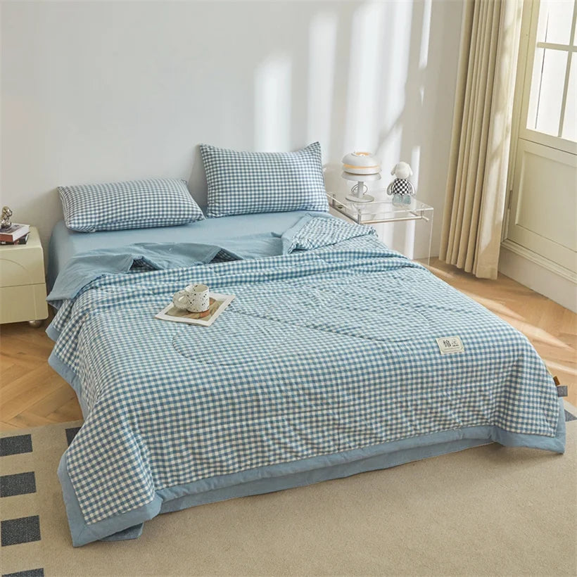 Tejesa Summer 100% Cotton Thin Quilt Comforter Soft Air Conditioning Quilt/Duvet/Blanket Lightweight Bed Cover Soft Bedding
