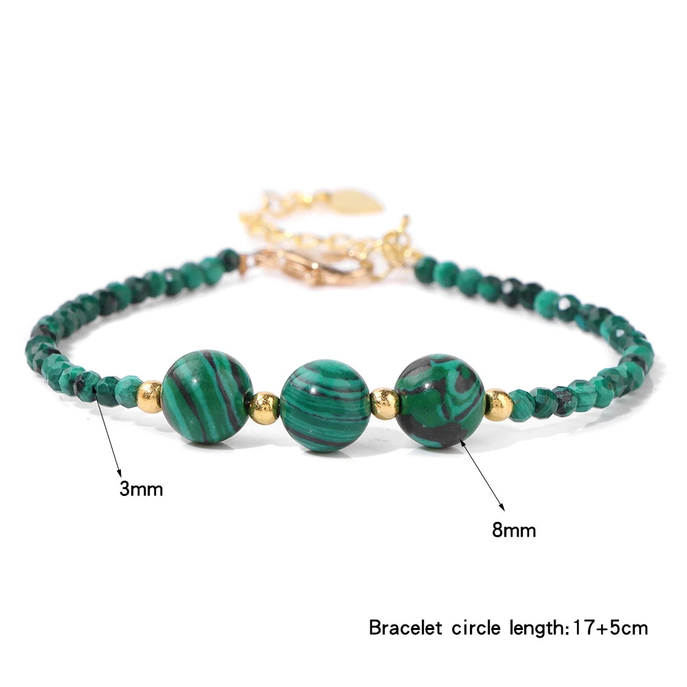 Natural Green Malachite Stone Bracelet 3mm Small Faceted Beads Bracelets Fashion OT Buckle Reiki Healing Bracelet Jewelry Gifts