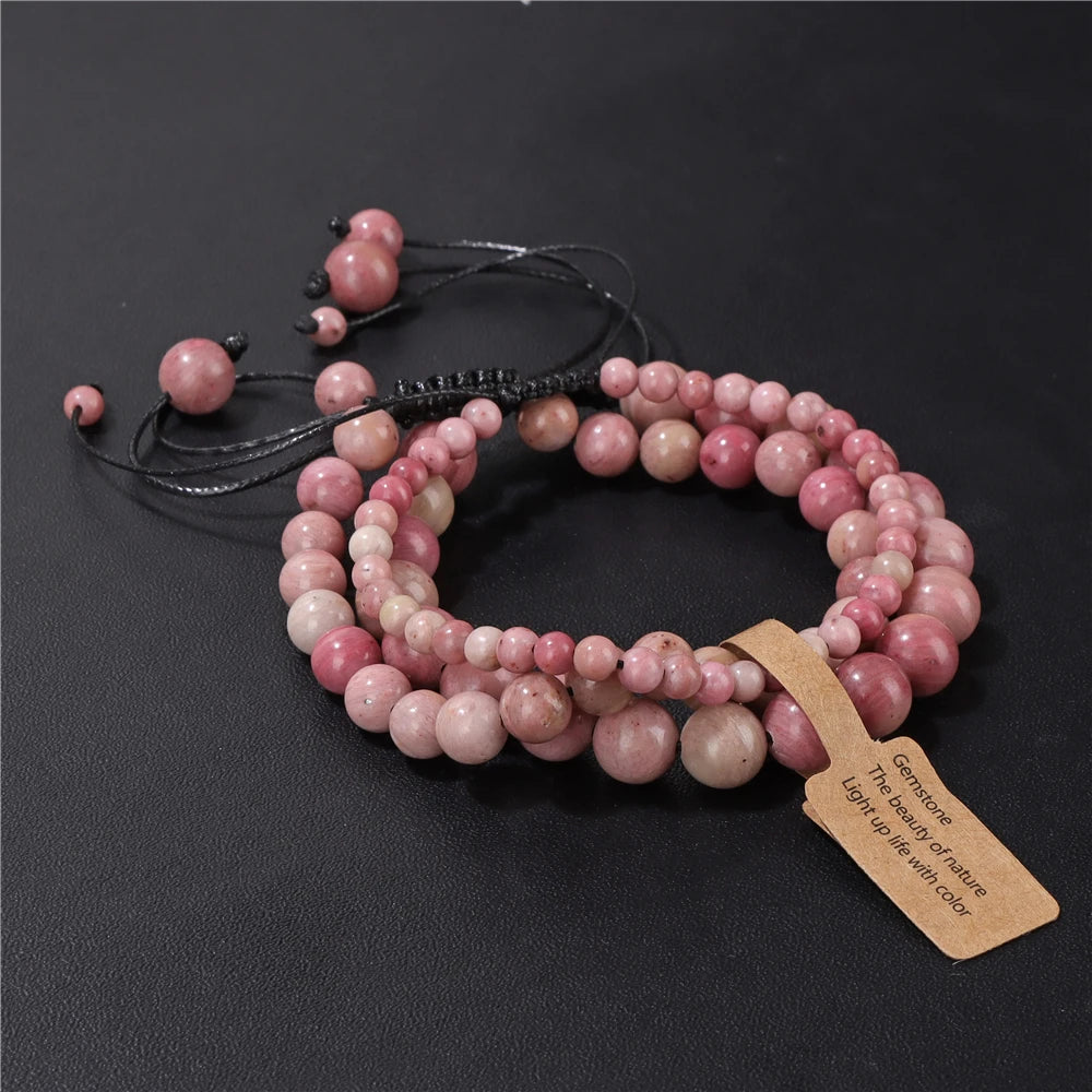 Tejesa  3pcs  Amazonite Bracelets for Women Men 4/6/8mm Beads Braided Bracelet Handmade Adjustable Wristbands Jewelry