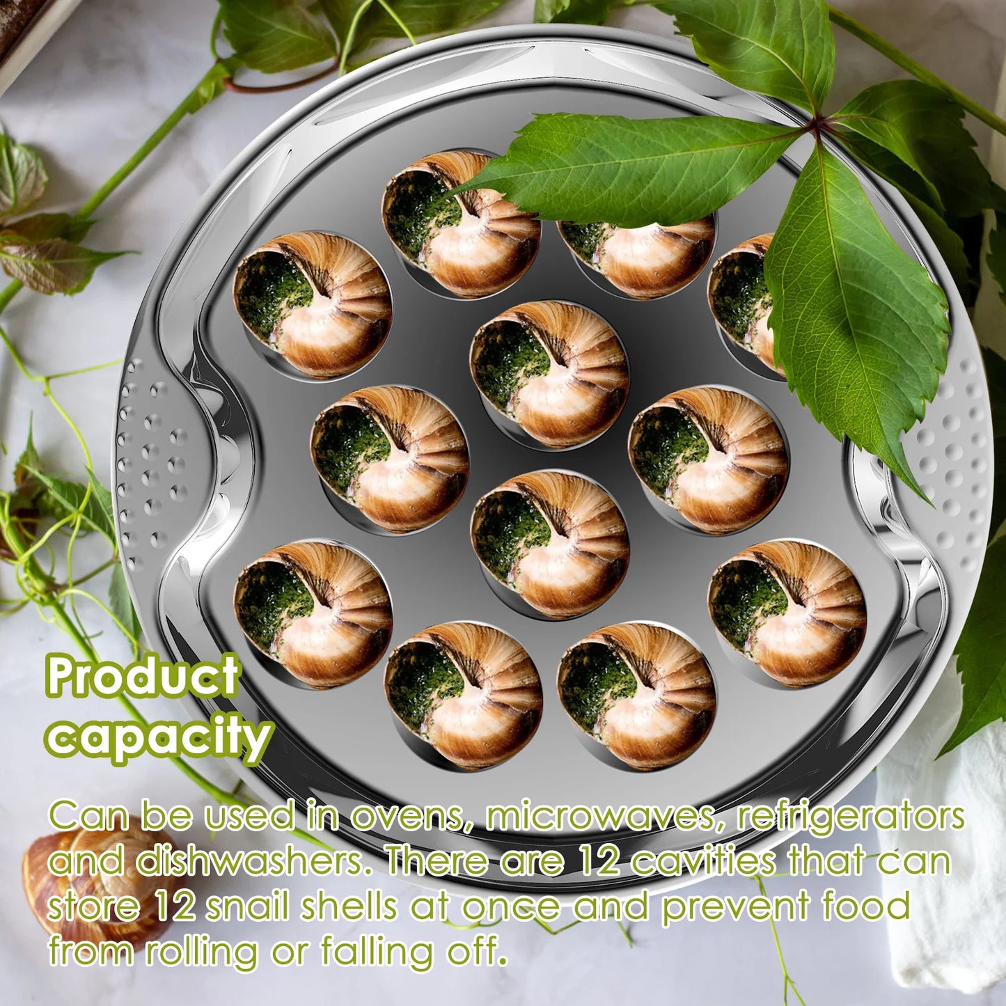 Snail Plate Stainless Steel Escargot Plates Baking Dish Dessert Tray for Kitchen Food Plate Restaurant Snail Dish Baking BBQ Pan