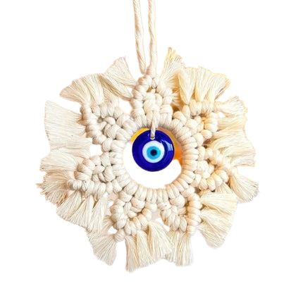 Hemasa Macrame Wall Hanging with Lucky Eye/ Turkish Evil Eye Cotton Woven Tapestry for Home Decor /Wall  Decoration House Warming Gift