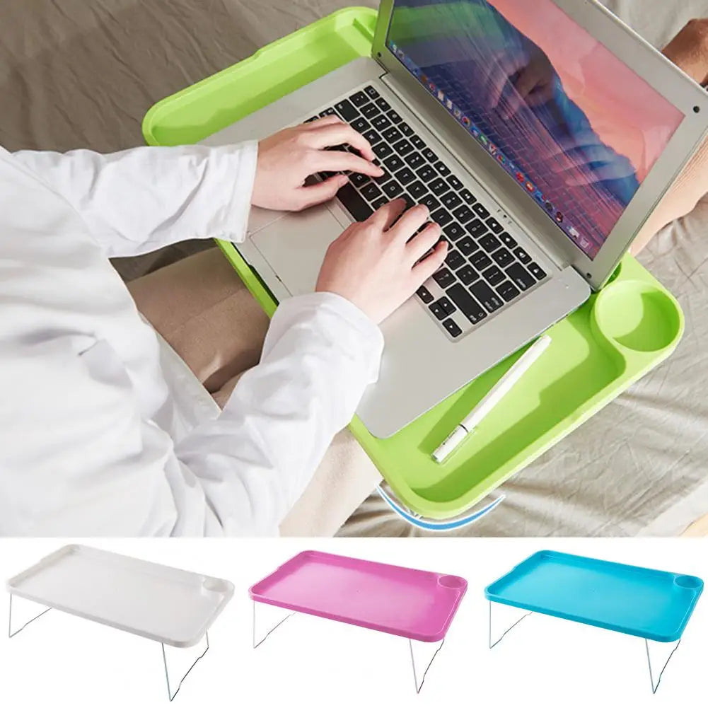 Portable Breakfast Tray Portable Folding Laptop Table with Cup Holder for Student Dormitory Sofa Stable Bed Tray with Non-slip