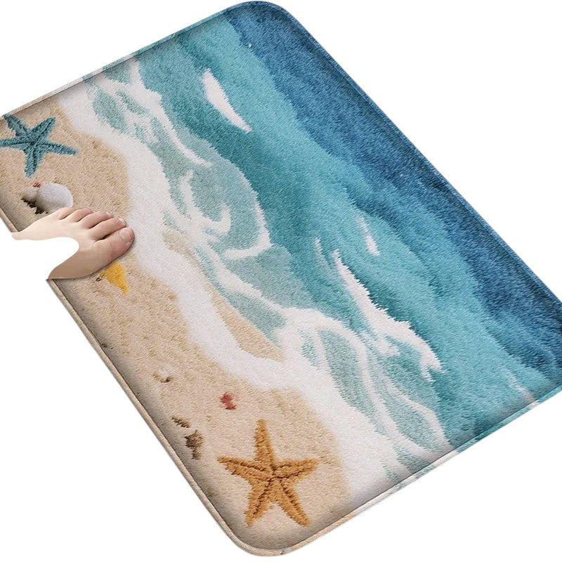 Tejesa Beach and Seaside Shower Room Carpet Toilet Water Absorbing Foot Mat Decorative Mat Bathroom Door Mat Machine Washable