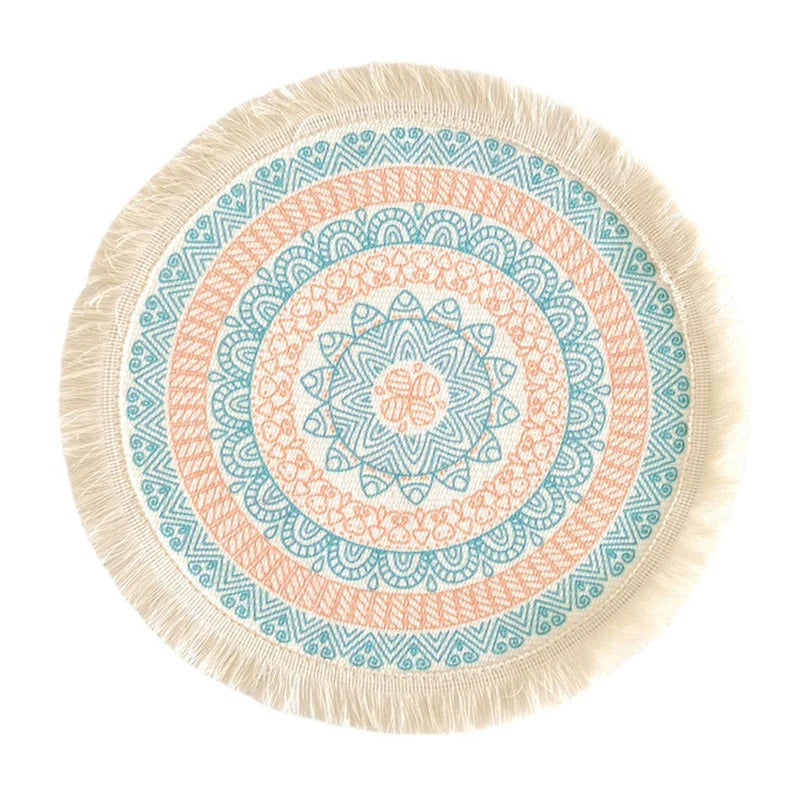 Hemasa Bohemian Round Placemats Simple Handwoven Jute Placemats Coasters(set of 4)