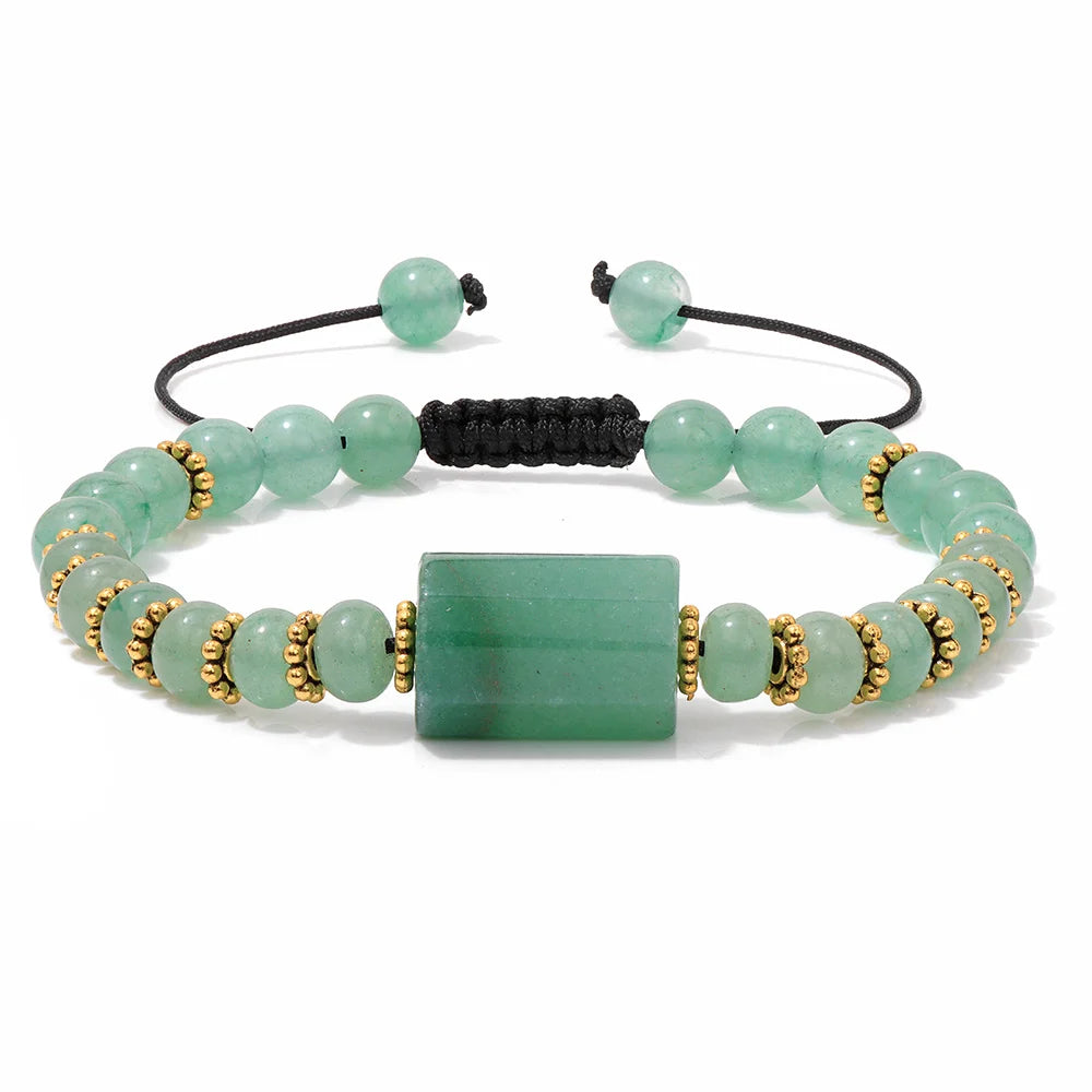 Tejesa Adjustable Cylinder Citrines Woven Bracelets For Women Men Natural Stone Colorful Rondelle Flat Beads Braided Bracelet Jewelry