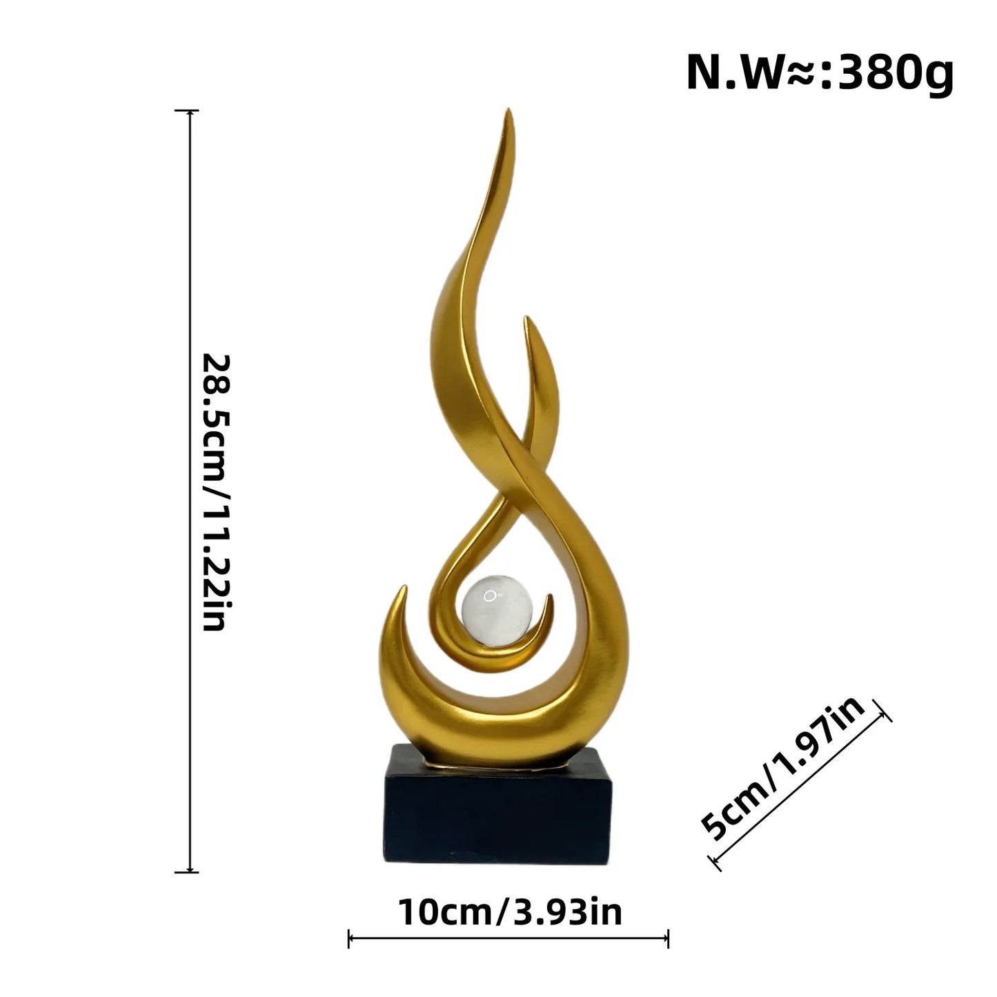 Luxury Flame Pearl Statue Office Living RoomTV Cabinet Wine Cabinet Sculpture Desk Ornament Study Office Home Interior Decor