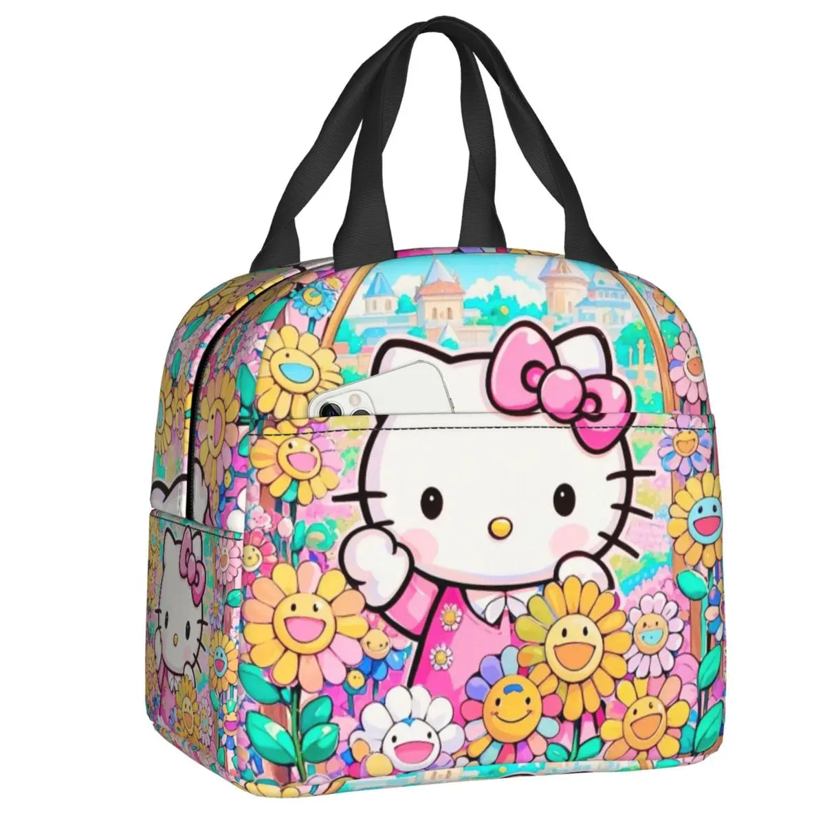 Custom Sanrio Hello Kitty Insulated Lunch Bag for Work School Leakproof Thermal Cooler Lunch Box Women  Food Container Tote Bags