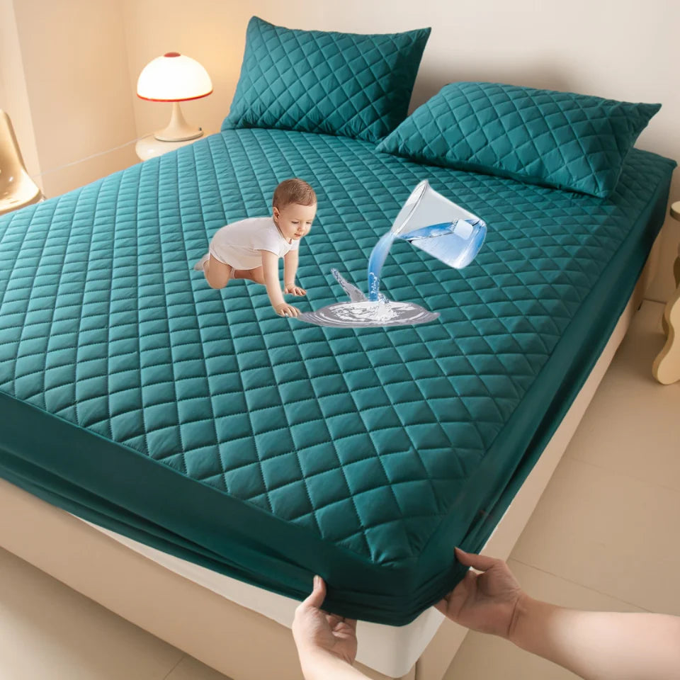 100%Waterproof Mattress Cover Thick Solid Color Bed Fitted Sheet Single/Queen/King 침대커버 135x200cm 160x200cm Soft Bed Cover