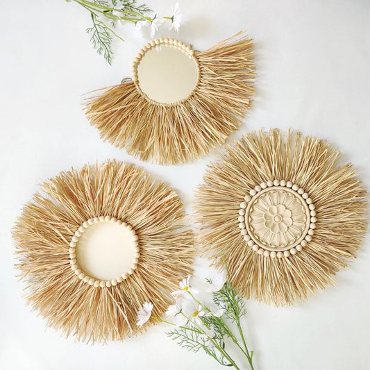 INS Nordic Home Decoration Senyan Raffia Straw Braided Ring Creative Pendant Children's Clothing Store Decora Photography Props