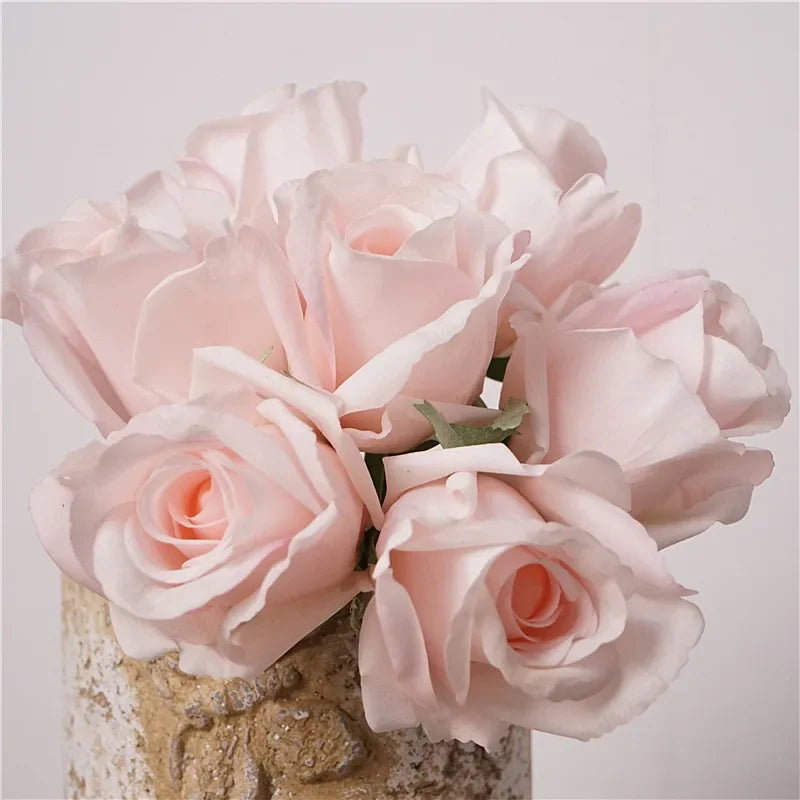 15Pcs/lot Moisturizing Real Touch Artificial Rose Flowers Bridal Bouquet Wedding Decor Flowers Rose Party Floral Home Decoration