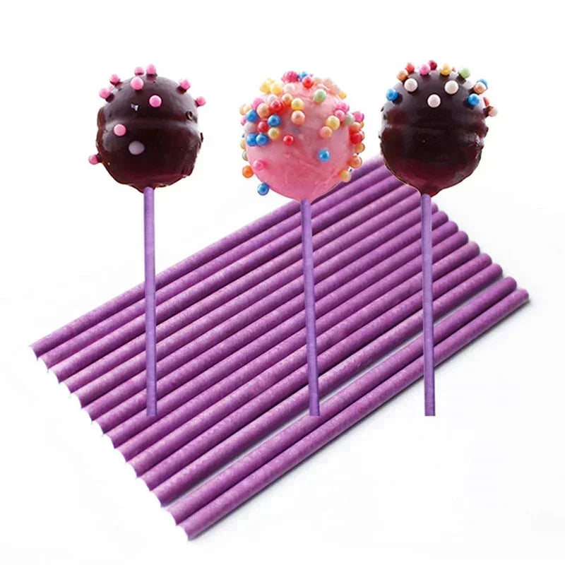 Tejesa 100pcs Paper Lollipop Sucker Sticks for Cake Pops Candy Popcake Stick 6-Inch by 5/32-Inch 150*3.5mm
