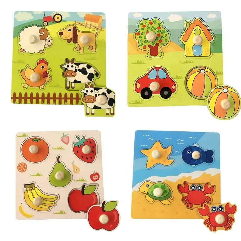 Wood Baby Puzzle Wooden Puzzles For Children Kids Games Puzzles Montessori Educational Toys Baby Toys For Boys GIrls 2 3 4 Years