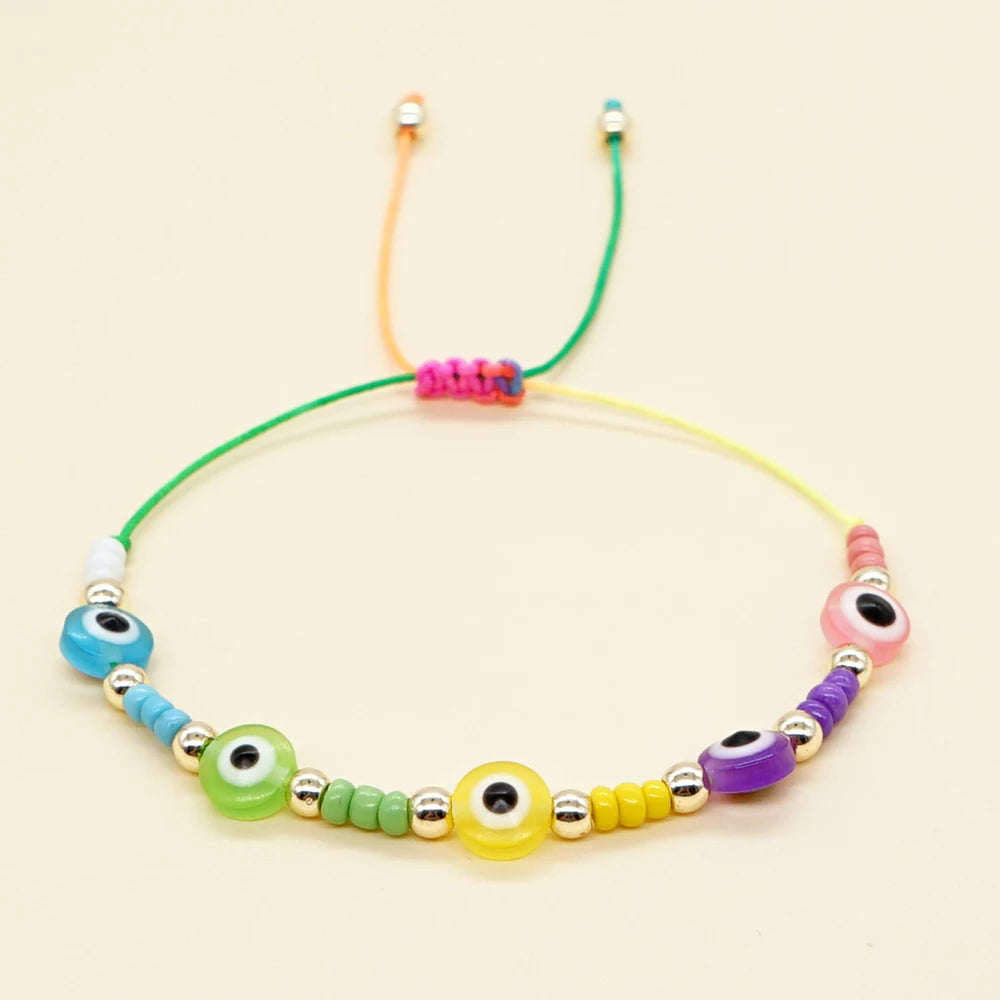 GO2BOHO New Turkish Evil Eye Beads Bracelet Handmade Trendy Friendship Bracelets for Women