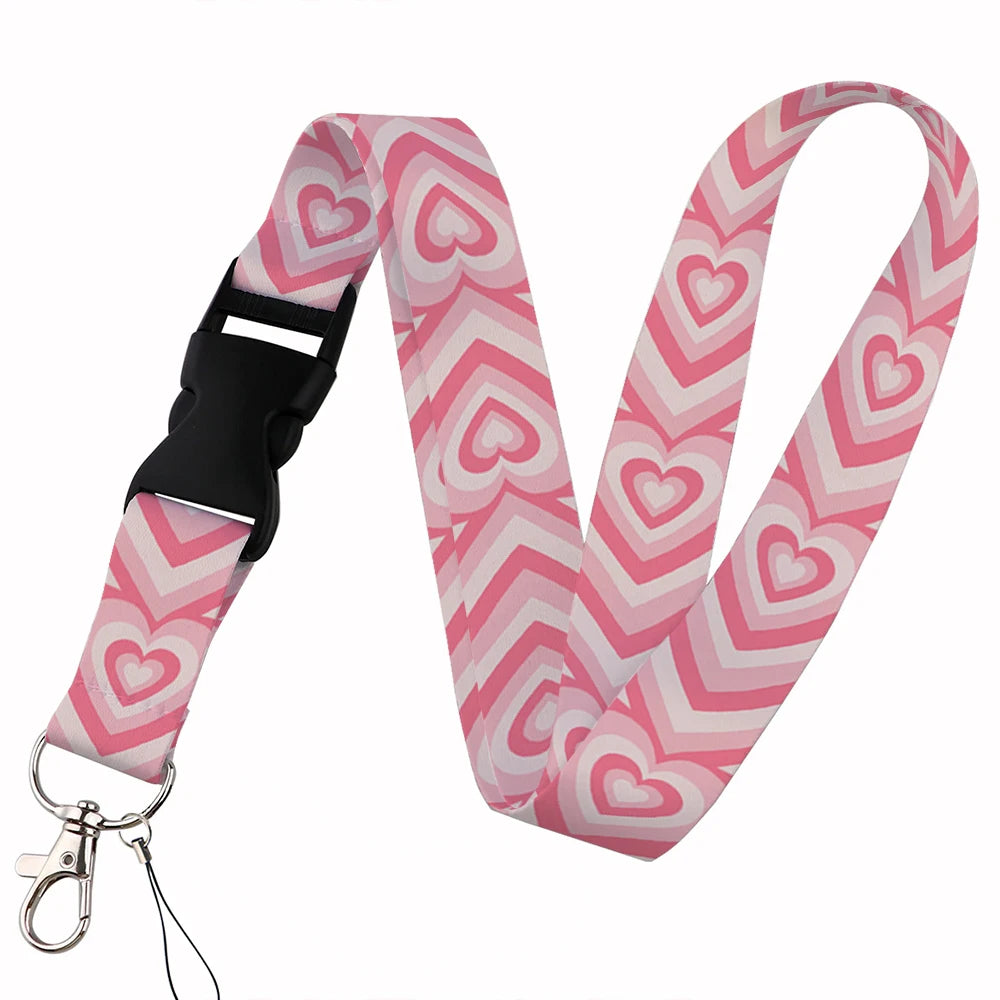 Tejesa Beautiful heart-shaped Lanyard Keys Chain Badge Holder ID Credit Card Pass Hang Rope Lariat Mobile Phone Charm Accessories Gifts