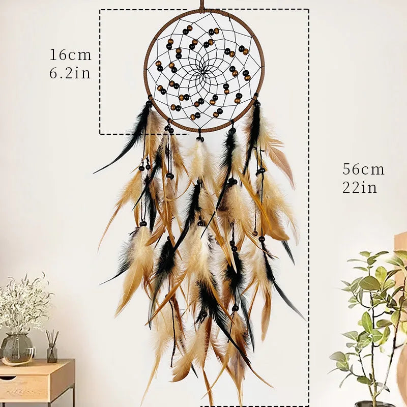 Hemasa Dream Catcher Feather Wind Chime Hand Woven Crafts Outdoor Garden Bedroom Hanging Ornaments Birthday Christmas Gifts Home Decor
