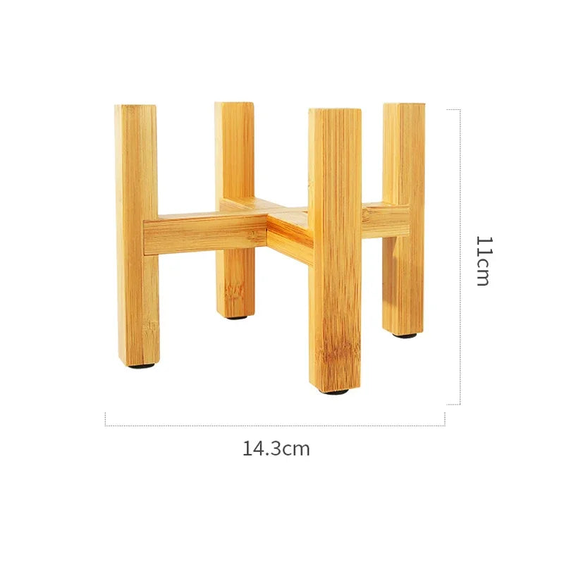 Tejesa Indoor Plant Stands with Planter Pot Tray/ Adjustable Size Fits 8.5 9 10 11 to 12 Inch Pots, Wood Planter Rack, Mid Century Modern Display Rack Rustic Decor Wooden Flower Pot Tray Indoor and Outdoor