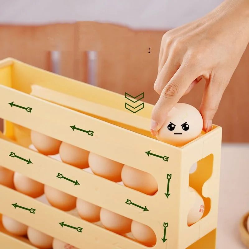Hemasa Automatic Roll-out Egg Storage Device Household Refrigerator Storage Box Egg Box Can Hold 30 Eggs Tray