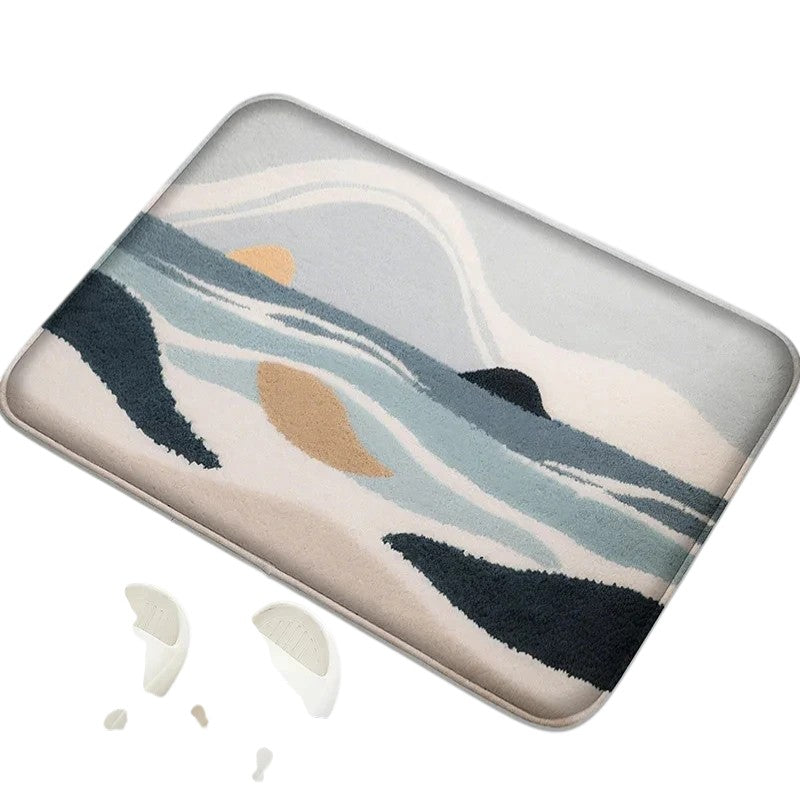 Hemasa Flannel Material Floor Mat Household Absorbent Foot Mat Modern Mat Bathroom Small Carpet Machine Washable Retro Home Decorative