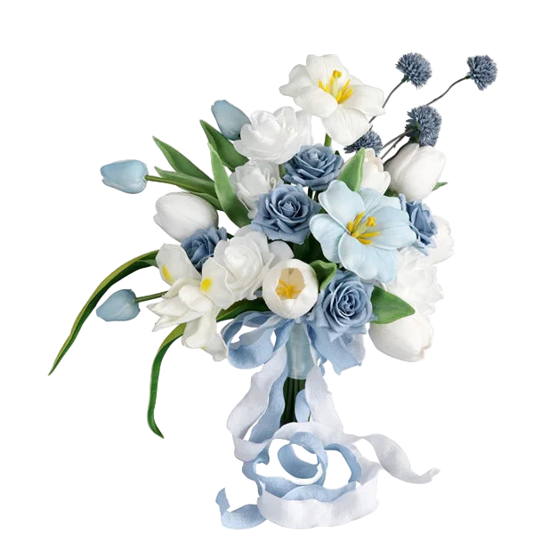 Tejesa  white Colour Handmade Artificial  Flowers  Wedding Bouquet for Bride / Bridal Bouquet for Boho Wedding Ceremony Decor