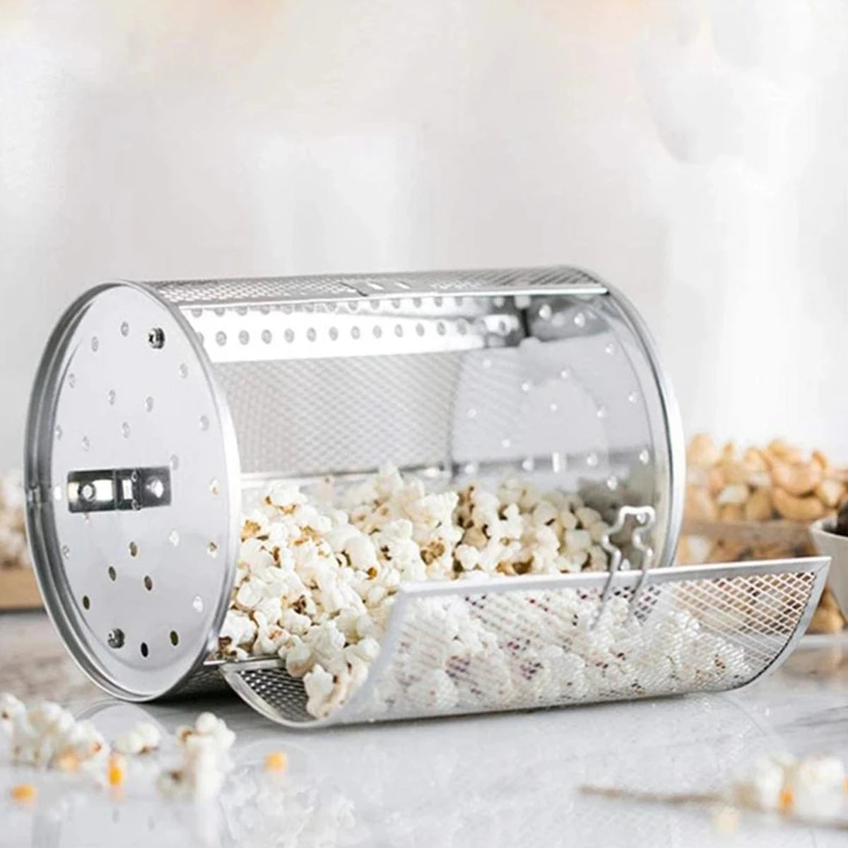 Rotisserie Basket Stainless Steel Rotisserie Grill Basket Oven Round Roaster Nuts Baking Air Fryer Accessories Kitchen Gadgets