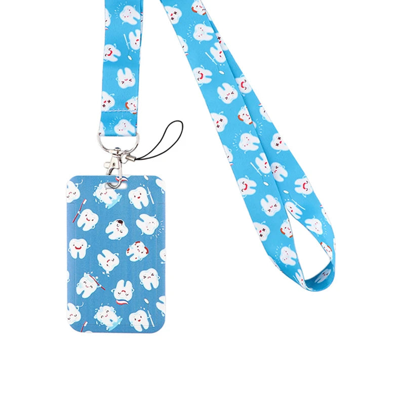 Dentist Doctor Nurse Cartoon Credential Neck Strap Lanyards Keychain ID Card Pass Hang Rope Lariat Key Chain Ring Badge Holder