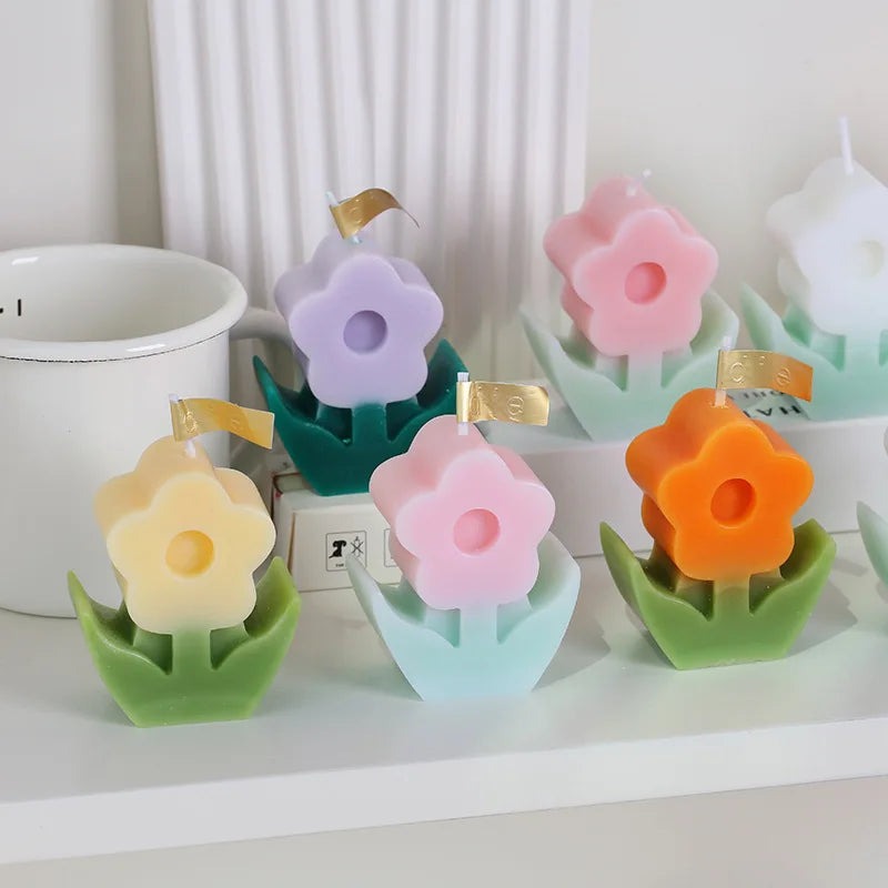 Tulips Flowers Silicone Candle Mold DIY Craft Plant Flower Plaster Resin Mold Handmade Home Ornaments Soap Candle Making
