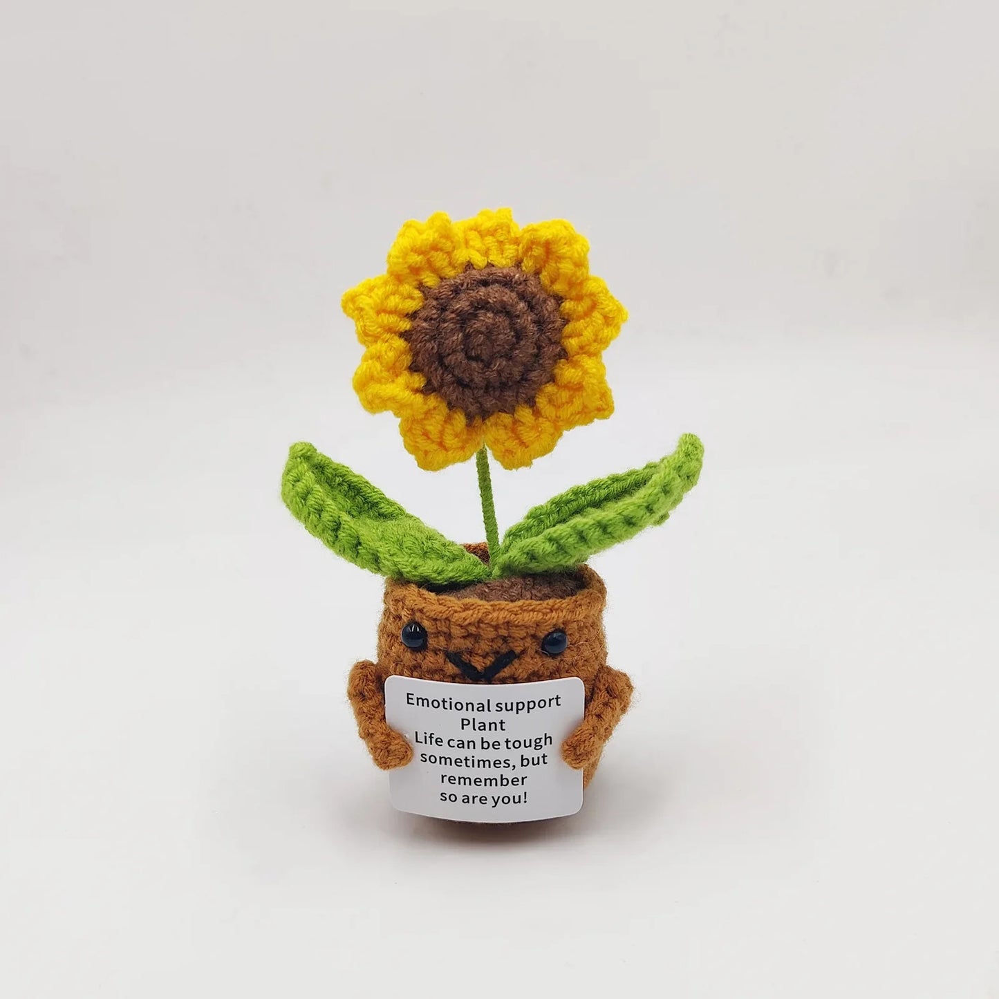 Hemasa Crochet Sunflowers Pot Creative Knitted Flowers Artificial Flower Hand Woven Finished Plant Car Desktop Decor Gift