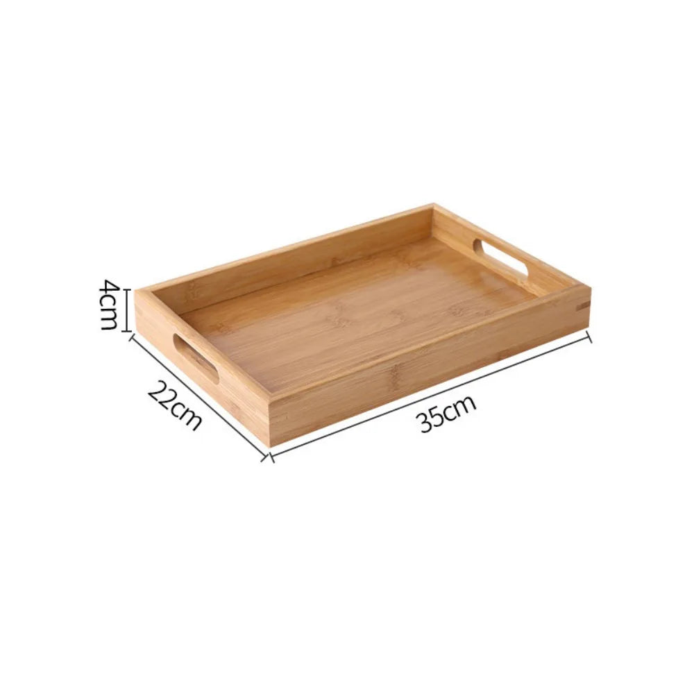 Retro Rectangular Storage Tray household Solid Wood Storage Plate Bamboo Water Cup Plate Home Living Room